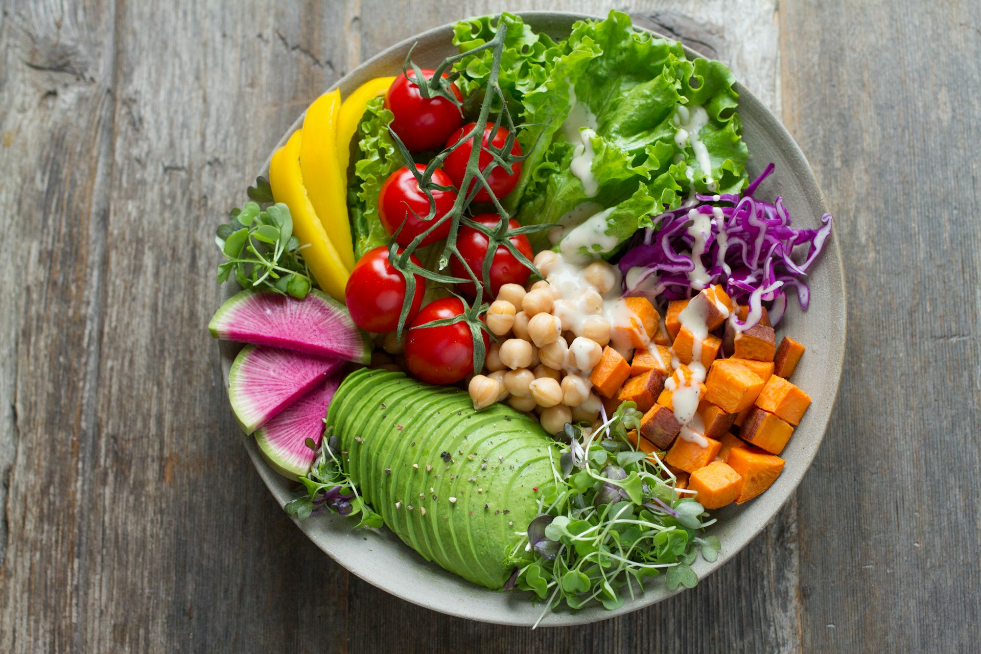 Colorful healthy nutrient-rich food bowl