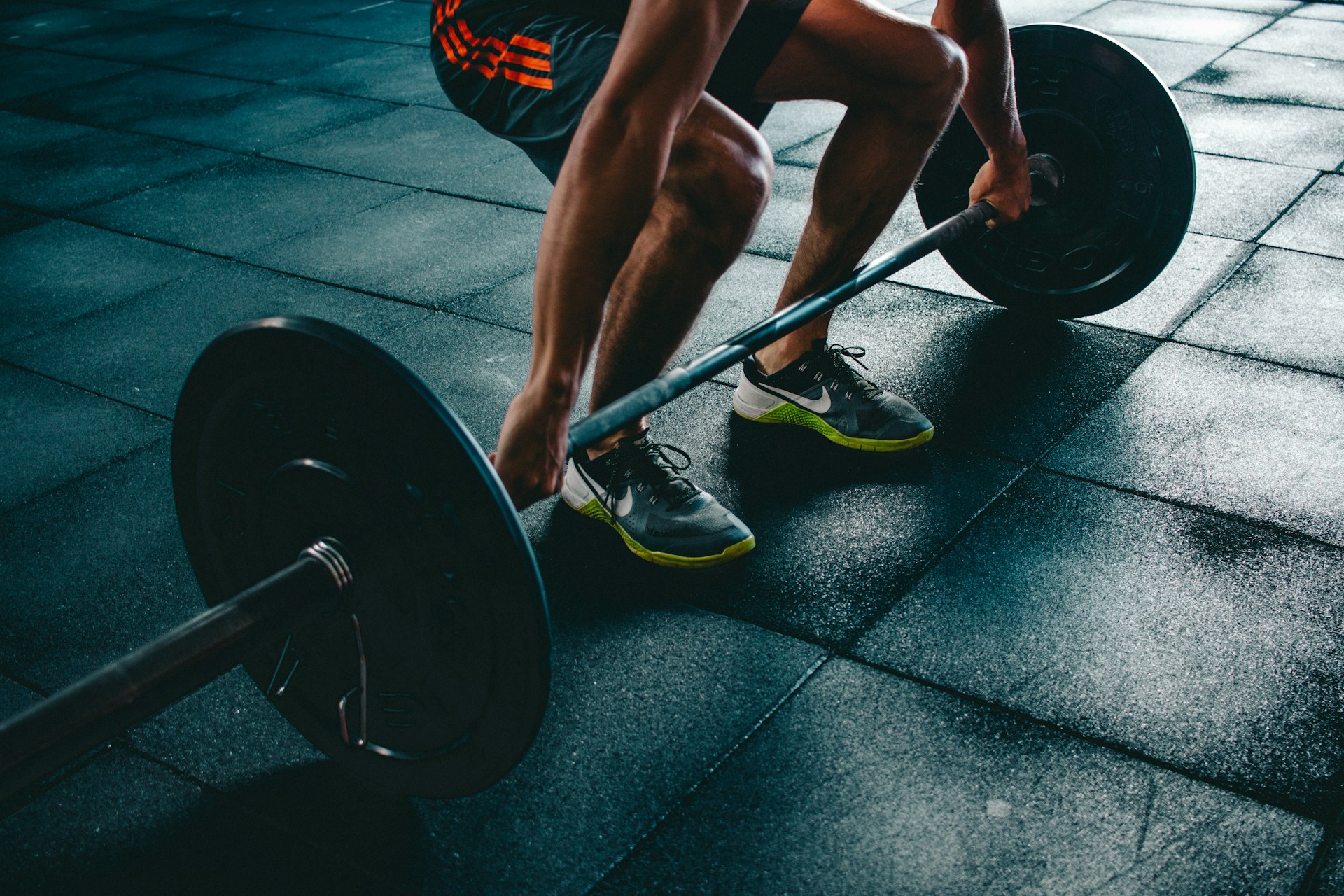 Man strength training looking powerful