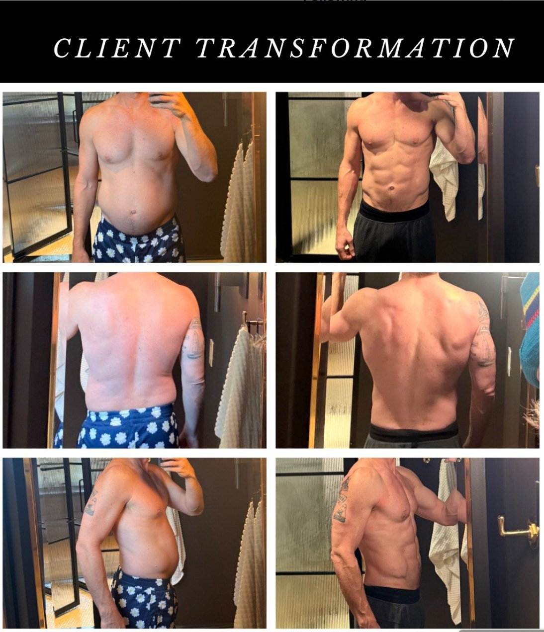 ThriveAxis client transformation — front back side before and after